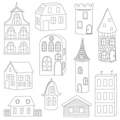 Set of doodle houses