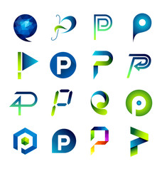 Abstract icons based on the letter P