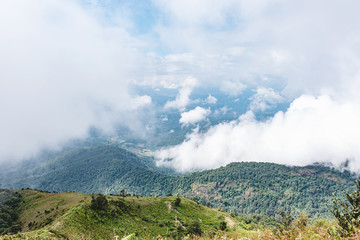 Fototapeta na wymiar fog and cloud mountain valley landscape, Chiang Mai, Thailand