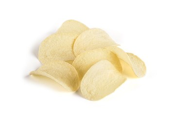 Curved potato chips. Isolated