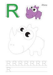 Trace game for letter R