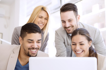 Fototapeta premium Group of cheerful business people