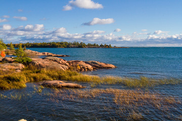 Red granite rock formation at Georgian Bay Killarney Provincial Park Ontario  Canada