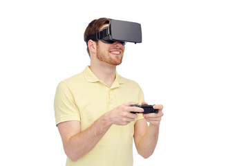 man in virtual reality headset or 3d glasses