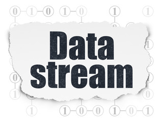 Data concept: Data Stream on Torn Paper background
