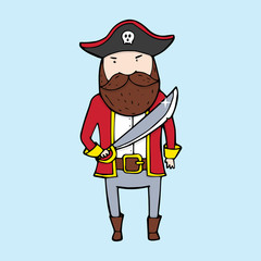 Cute pirate in sketch style