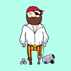 Cute pirate in sketch style