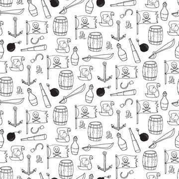 Seamless pattern with pirate elements