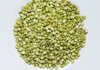 greed split peas on white background