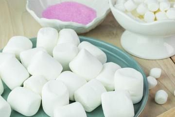 Marshmallows, pink sugar - ingredients for easter bunny cake dec