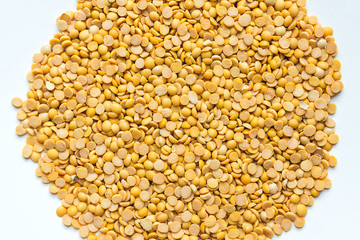 Split soybean on white background