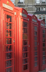 London phone booths in a row