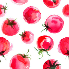 Pattern tomatoes drawn background. Study vegetables. Red tomatoes 