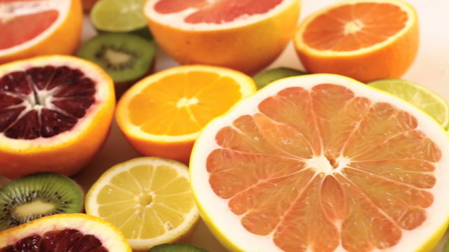 Variety of citrus fruit including lemons, lines, grapefruits and oranges