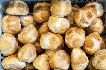 Background texture of freshly baked bread rolls