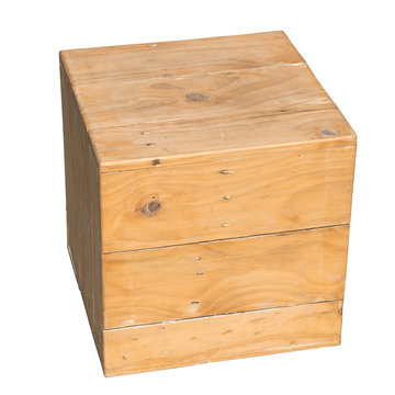wooden box isolated dicut with clipping path