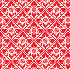 Fototapeta premium Abstract Red flower in square diamond pattern background
