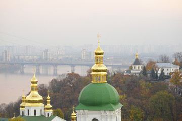 Fototapeta na wymiar Beautiful early Evening view of the Kiev and river Dnieper, Kiev Ukraine