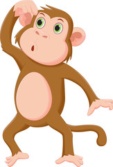 Monkey cartoon thinking
