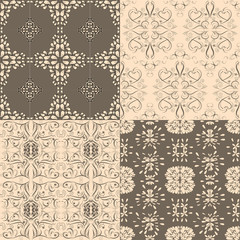 Flower seamless pattern set, floral vector designed.