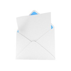 open mail with white blank. 3D rendering.