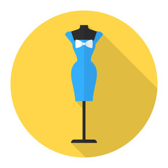 Tailor's mannequin vector flat icon with long shadow. Fashion mannequin icon.