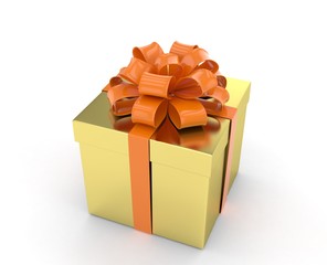 gift box with bows isolated on white. 3D rendering.