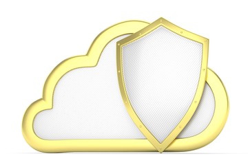 cloud and shield, cloud security concept. 3D rendering.