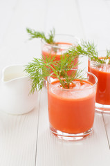 Carrot juice in glasses