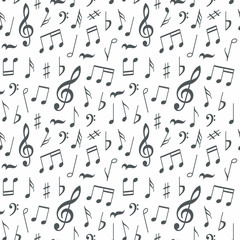 Musical notes seamless pattern background