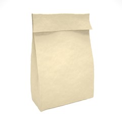 Lunch bag on white. 3D rendering.