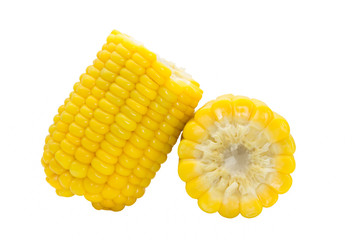 Boiled corn isolated on a white background