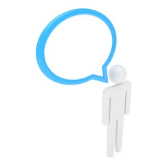 3d man with talk bubbles isolated over a white background. 3D rendering.