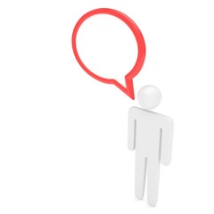 3d man with talk bubbles isolated over a white background. 3D rendering.