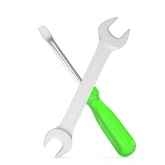 3D Illustration Wrench and screwdriver, service concept
