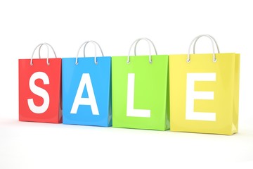 sale written on shopping bag. 3D rendering.