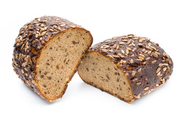 Rye bread isolated on white background.