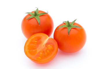 Tomato on the white isolatd background.