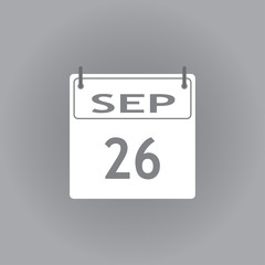 Flat vector icon. White icon on a grey background. The calendar.