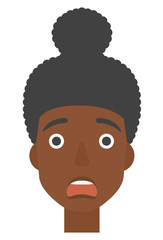 Scared woman with open mouth.