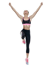 Fototapeta premium woman fitness exercises isolated