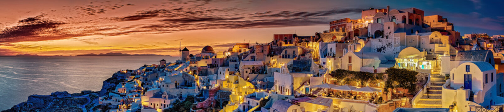 Santorin Panorama Abendstimmung
