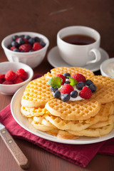 waffles with creme fraiche and berries for breakfast