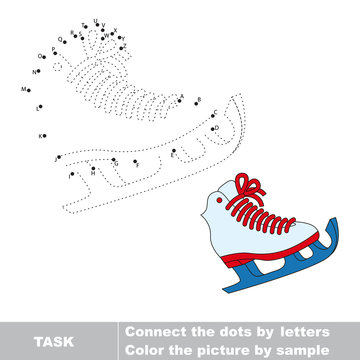 Skates to be traced. Vector letters game. 