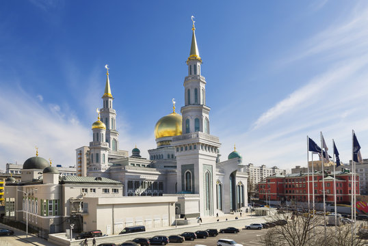 View of the new mosque in Moscow, Russia