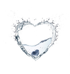 Fototapeta na wymiar heart water with splash