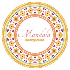 Vector round frame background with bohemian, Oriental, Indian, Arabic, Aztec motifs.Bright colorful geometric round decorative element for your design.