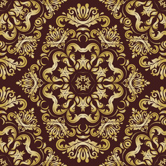 Fototapeta premium Oriental classic ornament. Seamless abstract golden pattern