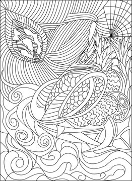 coloring pages for adults picture, love and flower, black and white