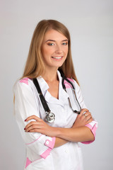 beautiful woman doctor with a stethoscope